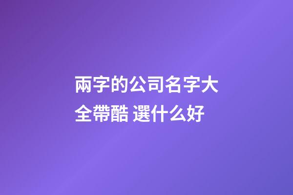 兩字的公司名字大全帶酷 選什么好-第1張-公司起名-玄機派